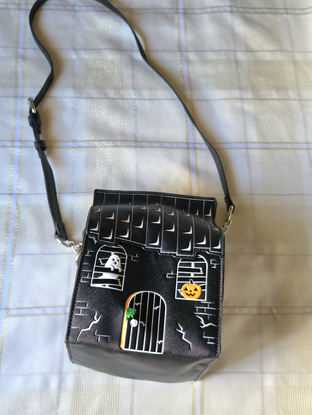 Black Halloween Haunted House Crossbody Bag